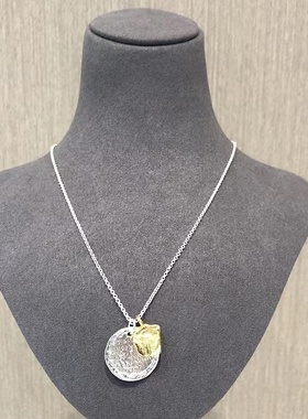 嘉兴银家s925纯银白百何同款复古罗马雄狮金色吊坠项链高级感女