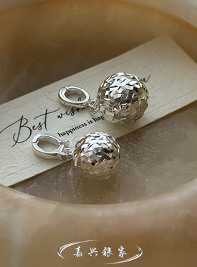 嘉兴银家s925纯银小众设计感闪光CNC珠珠吊坠女韩式复古简约项坠