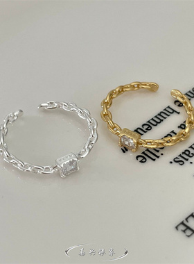 嘉兴银家s925纯银轻奢风欧美气质极简锆石戒指韩式ins精致食指环