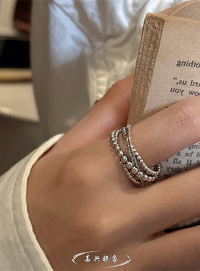 嘉兴银家s925纯银复古做旧经典多层交叉戒指韩式ins简约百搭指环