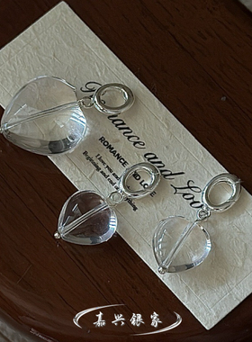 嘉兴银家s925纯银小众设计白水晶心形吊坠女韩式复古简约爱心项坠