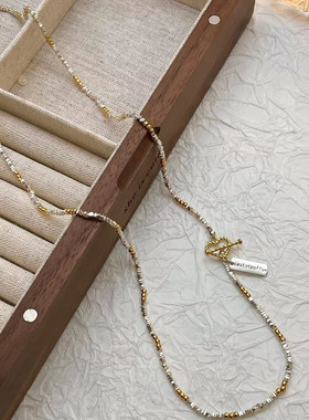 嘉兴银家s925纯银金银撞色碎银项链韩版ins精致轻奢小众简约项链