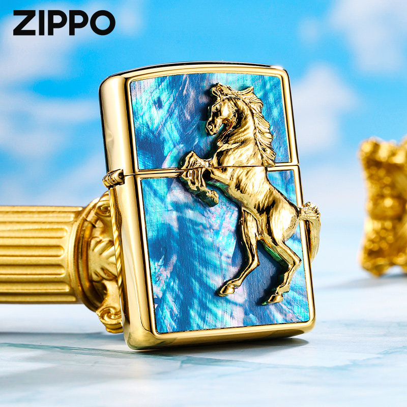 zippo打火机正品 马到成功彩贝外壳芝宝官方防风煤油送男朋友礼物