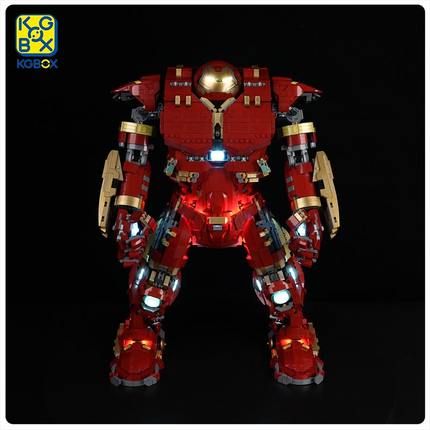 KGBOX乐高76210反浩克装甲钢铁侠积木配套LED灯光灯饰透明展示盒