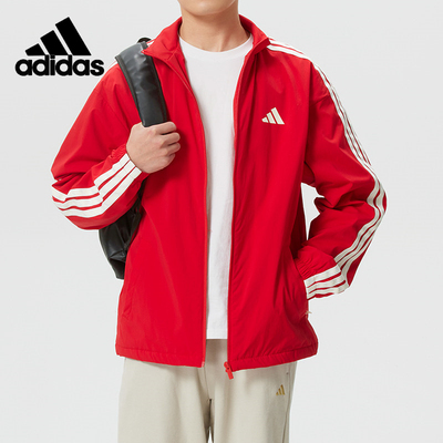 阿迪达斯男款透气拉链运动夹克