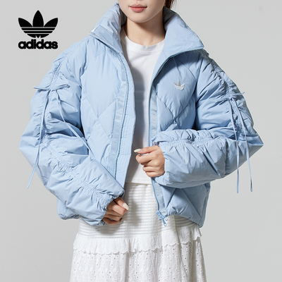 阿迪达斯女士立领短款羽绒服外套
