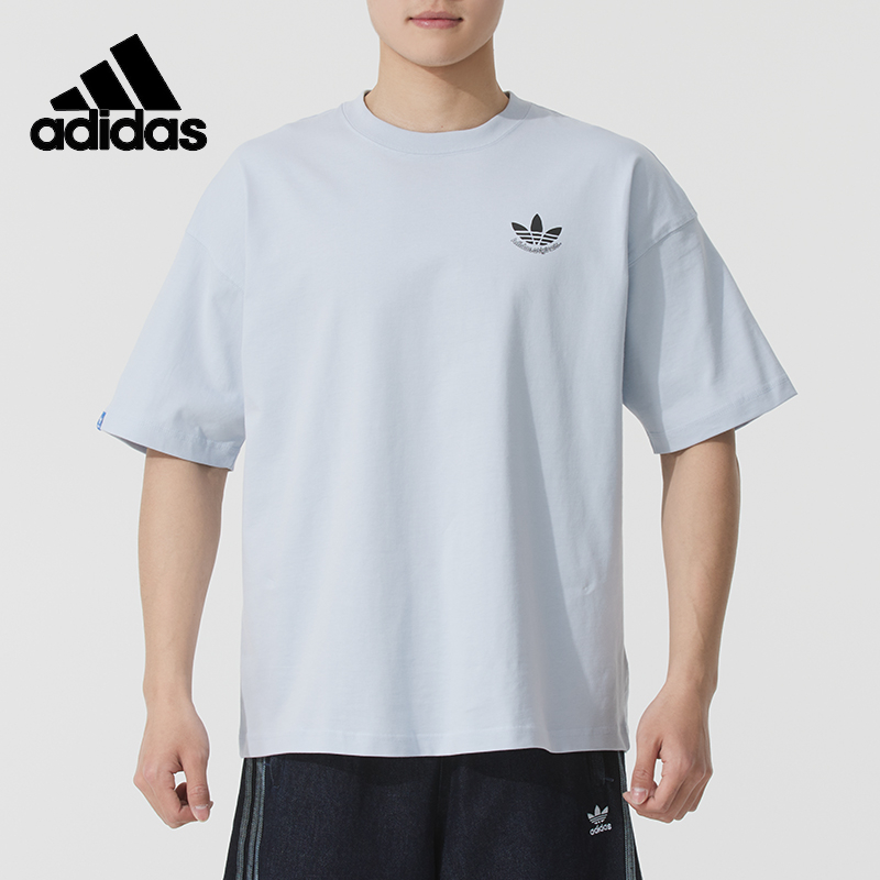 阿迪达斯三叶草男装2025新款运动休闲圆领短袖T恤JN1675