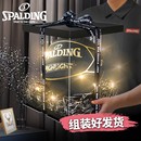 正品 斯伯丁籃球禮物情人節(jié)送男友7號PU發(fā)光反光生日禮盒男生用球