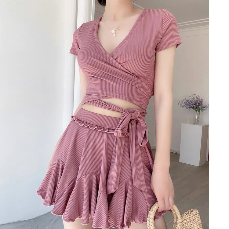 泳衣女纯欲风2025新款仙女范分体裙式遮肚显瘦保守学生泡温泉泳装