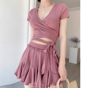女分体遮肚显瘦泳衣性感聚拢少女