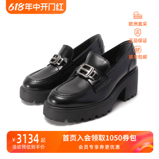 皮鞋 Hogan 女士厚底粗高跟乐福鞋 松糕鞋 HXW6490FD30RW