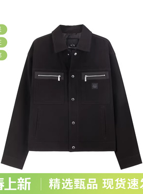 AX阿玛尼 男士徽标贴饰夹棉牛仔夹克外套 XM000038 AF10326