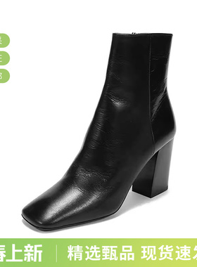 Prada普拉达 女士皮革方头靴子短靴8.5cm 1T722L P70 F B085