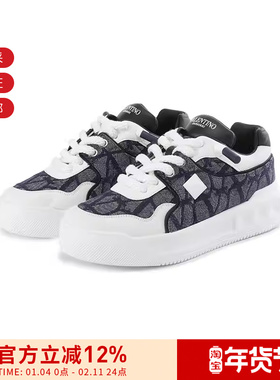 VALENTINO 男士老花铆钉装饰系带厚底运动休闲鞋板鞋 2S0G37 CWM