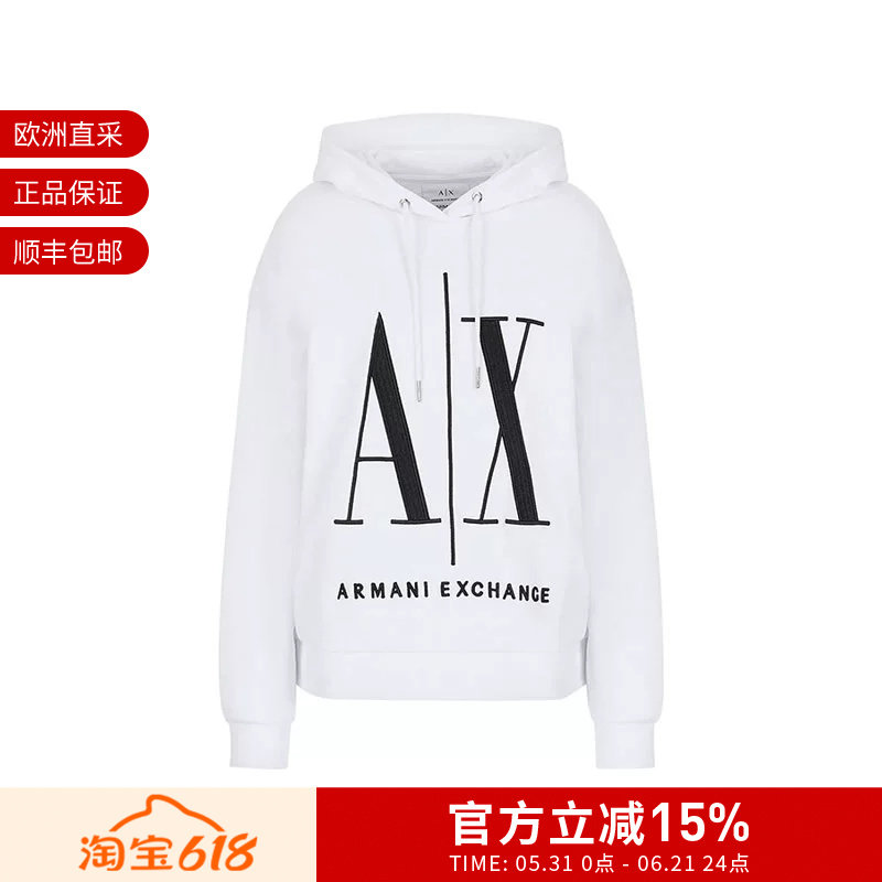 AX阿玛尼 女士ICON LOGO宽松版长袖卫衣8NYM52 YJ68Z