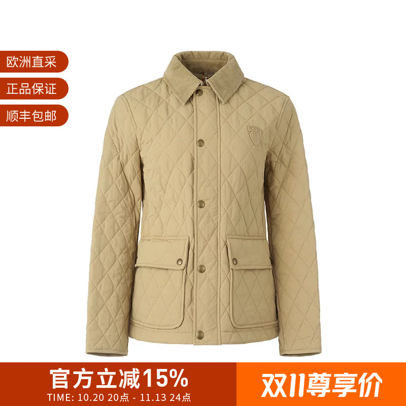 BURBERRY 女士B字型盾牌刺绣贴饰绗缝夹克薄款棉服外套 8097996