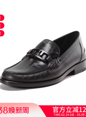 FENDI芬迪男士 O'Lock扣饰乐福鞋单鞋皮鞋 7D1546 AK1U