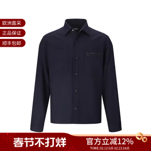 ZEGNA杰尼亚男士Techmerino薄款夹棉衬衫式外套上衣UGV01A2 SOTM2