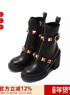 VALENTINO华伦天奴 女士铆钉高跟靴子短靴 1W2S0CJ2 NKD