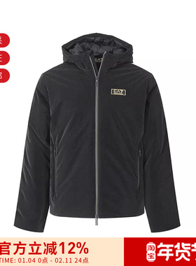 EA7阿玛尼男士连帽拉链棉服上衣外套 7M000038 AF10347