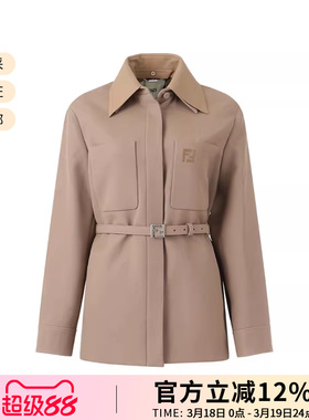 【衬衫夹克】FENDI芬迪 女士衬衫领中长款外套配腰带 FJ7561 AJYF