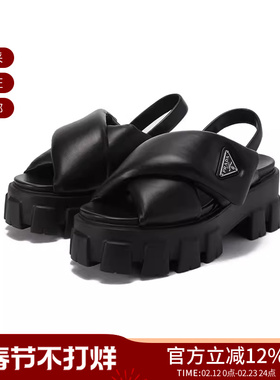 【甄品精选】Prada 女士厚底粗跟加衬凉鞋 1X123N 2DL8 F 055