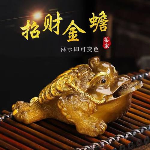 金蟾茶宠摆件精品可养变色茶具配件茶桌茶盘茶道金蝉招财茶台蟾蜍