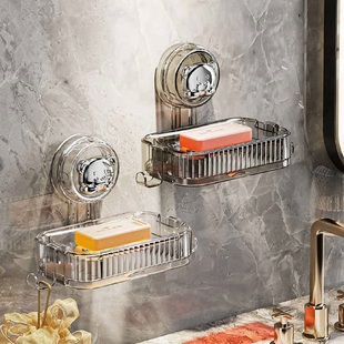 小熊吸盘肥皂盒壁挂式免打孔2025新款家用卫生间沥水香皂置物架子