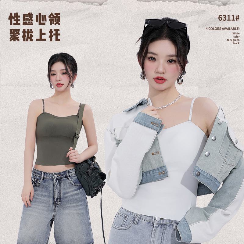 韩版简约百搭吊带背心女常规款螺吊带/背心/T恤/打