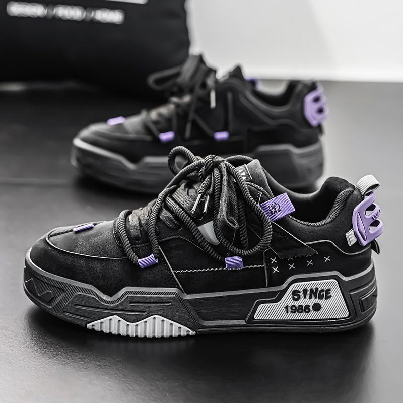 男鞋秋冬设计高级黑色休闲板鞋