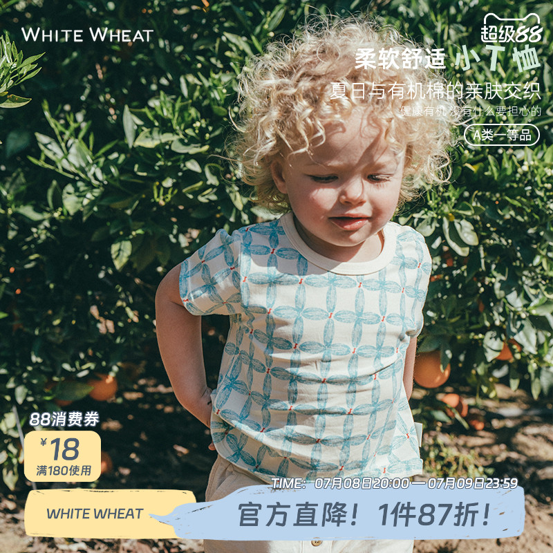 whitewheat夏季圆领休闲短袖t恤