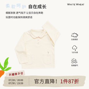 whitewheat儿童2025春季 新款 t恤男童纯棉卡通长袖 女宝打底polo衫