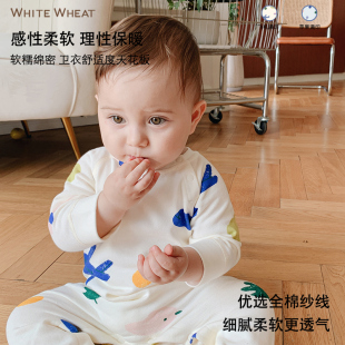 whitewheat新款 哈衣包屁衣 新生婴儿卫衣连体衣爬服纯棉宝宝春秋季