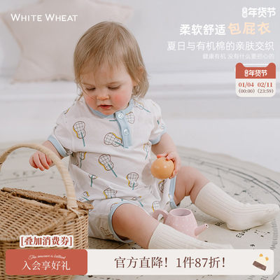 whitewheat夏天纯棉短袖连体衣