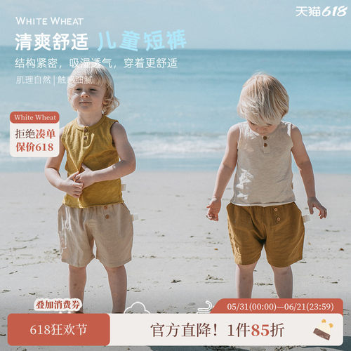 whitewheat纯棉短裤休闲宽松裤子