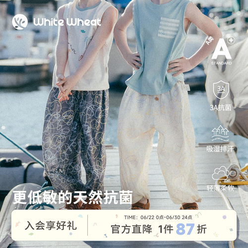 whitewheat条纹绣标防蚊裤
