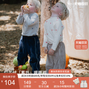 子女宝宝保暖束脚裤 儿童灯芯绒裤 长裤 whitewheat男童2025秋冬新款