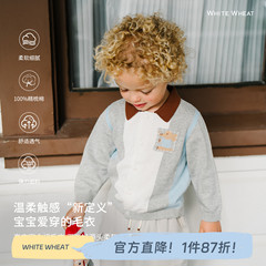 whitewheat儿童2025春季新款上衣男女童开衫毛衣纯棉polo针织衫