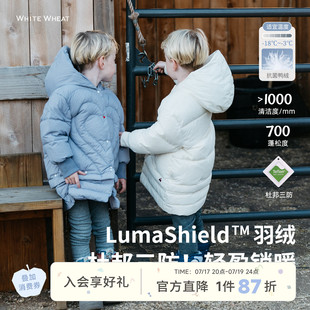 whitewheat儿童25冬季新款保暖外套男童女宝印花三防连帽羽绒服厚