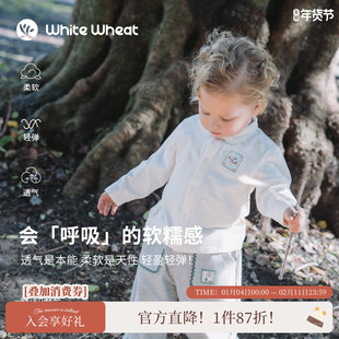 whitewheat儿童26春季新款翻领衬衫男童春秋T恤宝宝外出纯棉衬衣