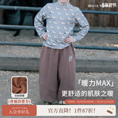 新款 长裤 加绒男童不倒绒裤 whitewheat儿童25冬季 子女宝束脚裤 加厚