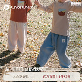 新款 儿童26春季 裤 子男女小童长裤 whitewheat A类阔腿裤 呼吸棉