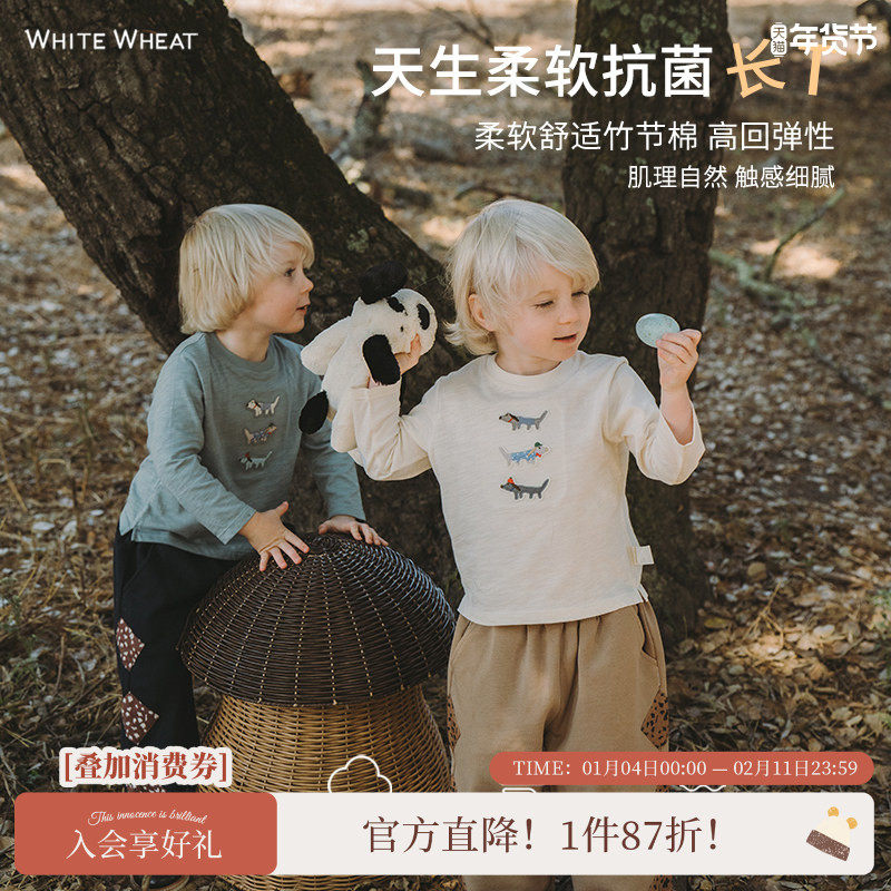 whitewheat儿童26春秋季新款长袖男宝宝纯棉抗菌t恤女孩休闲卫衣,童装/婴儿装/亲子装,卫衣/绒衫,淘宝优惠券,粉丝福利购,淘宝优惠卷