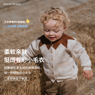 男女童纯棉毛衣宝宝洋气外套 针织衫 新款 whitewheat儿童2023秋季