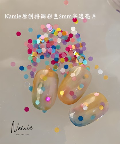 Namie特调ins风耐溶剂超薄彩色圆形圆点美甲亮片美甲指甲装饰