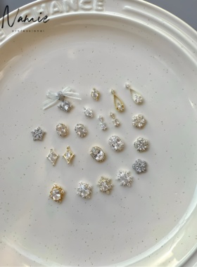 Namie韩国订单铜镶锆真金电镀高保色简约风美甲饰品指甲装饰KZ