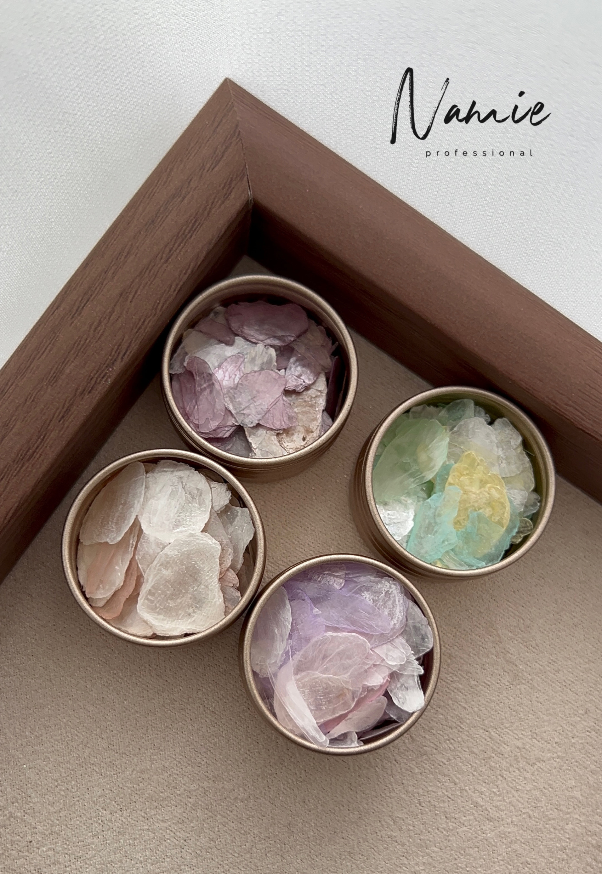 Namie特调原创joujou风丝绸大片云母不规则岩片混合美甲饰品