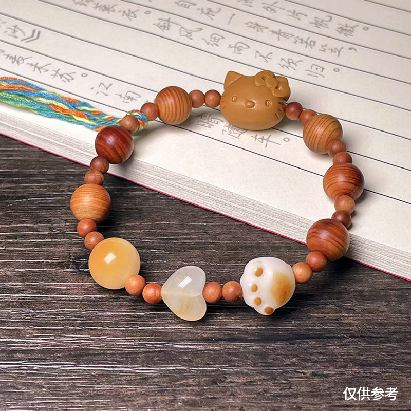 原创崖柏diy小众设计软陶猫头碳烧猫爪周边饰品手串手链夏季新品