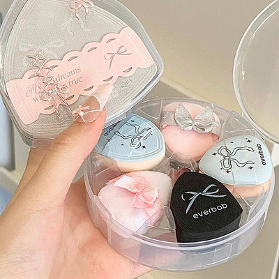 everbab艾蓓拉蝴蝶结迷你拇指粉扑小手指气垫腮红遮瑕全能公主