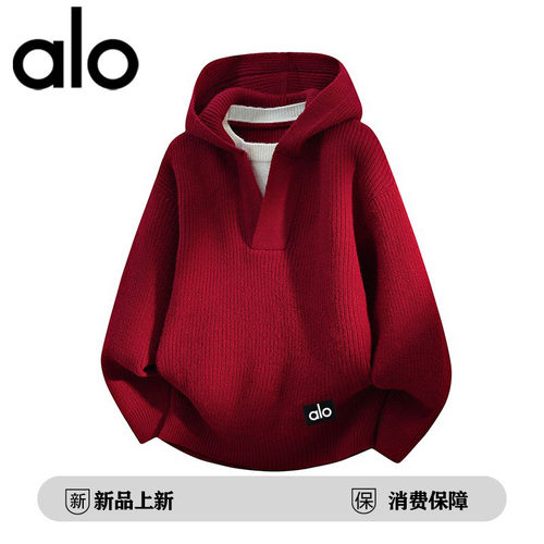 官方奥特莱斯品牌折扣 秋冬季连帽保暖毛衣户外情侣休闲针织衫